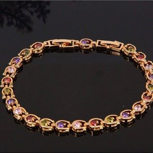 18K Multi-Gemstone and Diamond Tennis Bracelet